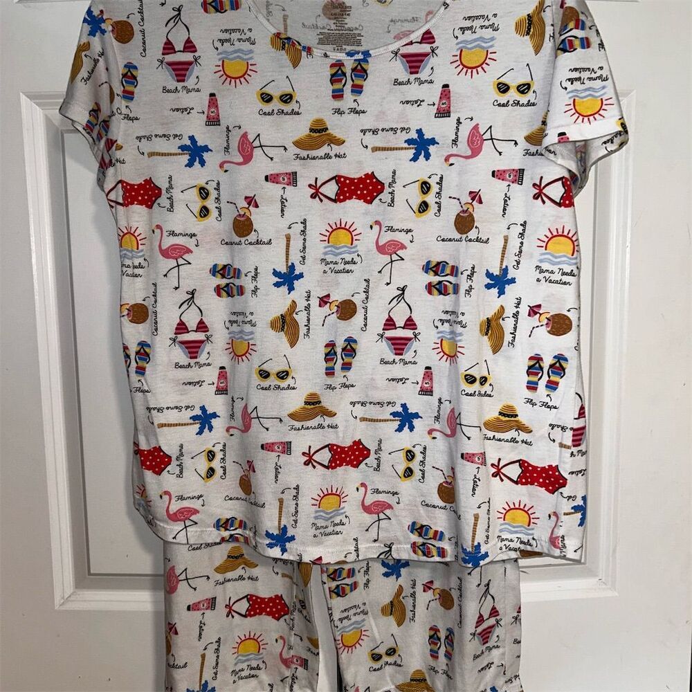 Secret Treasures Women's L Summer Graphic Print Pajama Set Multicolor